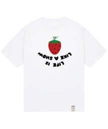 [ユニセックス]ストロベリーリバースロゴ半袖Tシャツ_ホワイト