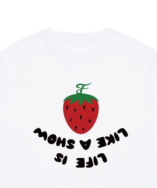 GRAVER（グレーバー）の「[ユニセックス]ストロベリーリバースロゴ半袖Tシャツ_ホワイト（Tシャツ/カットソー・レディース・ホワイト・X-LARGE/SMALL/MEDIUM/LARGE）」の4枚目の写真