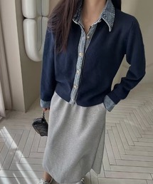 ニット切り替えデニムシングルブレストジャケット