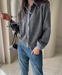 ニット切り替えデニムシングルブレストジャケット