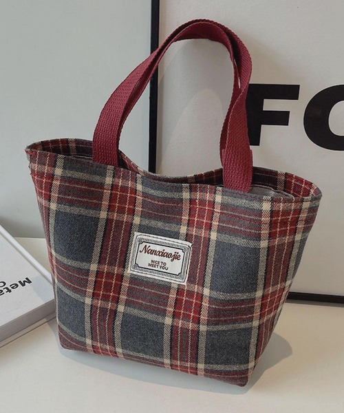 Mignonjour（ミニョンジュール）の「Mignonjour/チェック柄ミニトートバッグ M2865（トートバッグ・レディース・ブラウン/グリーン/レッド・FREE）」の3枚目の写真