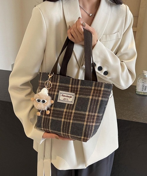 Mignonjour（ミニョンジュール）の「Mignonjour/チェック柄ミニトートバッグ M2865（トートバッグ・レディース・ブラウン/グリーン/レッド・FREE）」の4枚目の写真