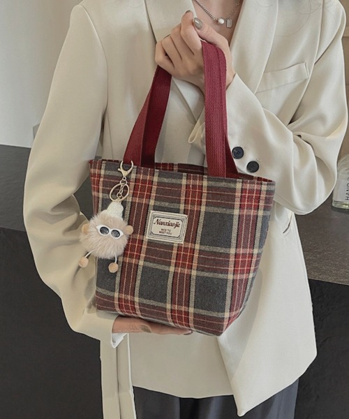 Mignonjour（ミニョンジュール）の「Mignonjour/チェック柄ミニトートバッグ M2865（トートバッグ・レディース・ブラウン/グリーン/レッド・FREE）」の5枚目の写真