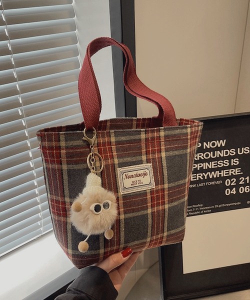Mignonjour（ミニョンジュール）の「Mignonjour/チェック柄ミニトートバッグ M2865（トートバッグ・レディース・ブラウン/グリーン/レッド・FREE）」の6枚目の写真