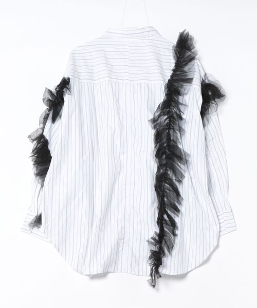 Sawa a la mode(サワアラモード)の「チュールフリルロングストライプシャツ(シャツ/ブラウス・レディース・オフホワイト/ブラック・FREE)」の21枚目の写真
