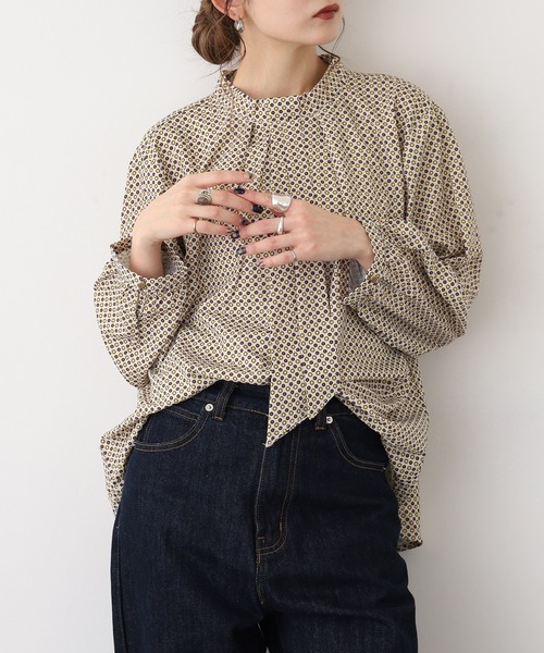 A.N.L（エーエヌエル　レーベル）の「A.N.L 幾何柄ボウタイブラウス（シャツ/ブラウス・レディース・レンガ/アイボリー・38）」の13枚目の写真