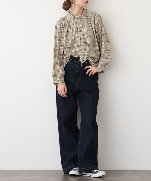 A.N.L（エーエヌエル　レーベル）の「A.N.L 幾何柄ボウタイブラウス（シャツ/ブラウス・レディース・レンガ/アイボリー・38）」の15枚目の写真