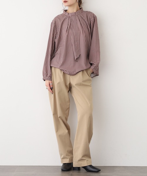 A.N.L（エーエヌエル　レーベル）の「A.N.L 幾何柄ボウタイブラウス（シャツ/ブラウス・レディース・レンガ/アイボリー・38）」の19枚目の写真