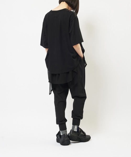 gomme(ゴム)の「ミックスフリルパンツ(スウェットパンツ・レディース・ブラック・MEDIUM)」の4枚目の写真