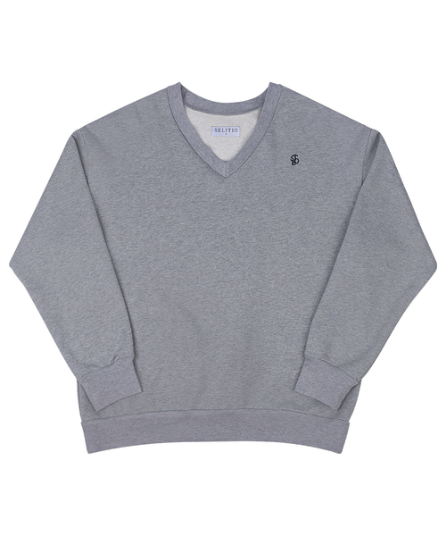 SELITIO(セレティオ)の「オーバーサイズVネックスウェットシャツグレー(スウェット・メンズ・グレー・SMALL/MEDIUM/LARGE/X-LARGE)」の1枚目の写真