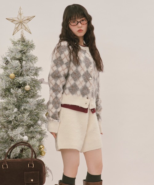 loin nuit ロワンニュイ argyle knit cardigan argyle knit cardigan / アーガイルニットカーディガン（カーディガン
