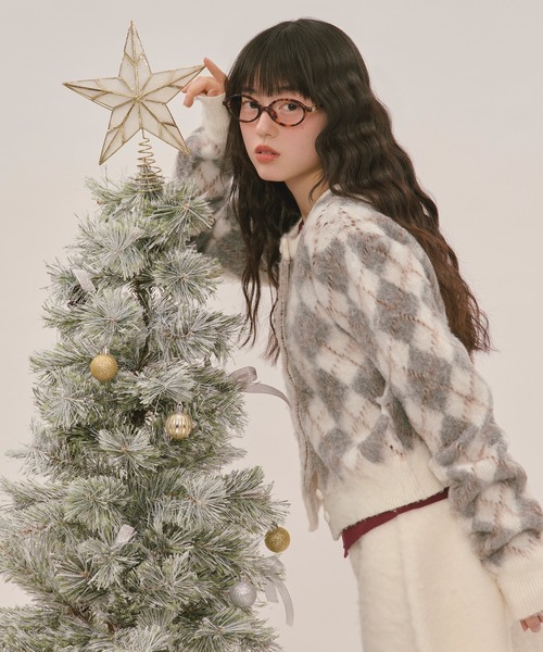 loin nuit ロワンニュイ argyle knit cardigan argyle knit cardigan / アーガイルニットカーディガン（カーディガン