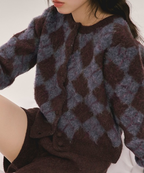 argyle knit cardigan / アーガイルニットカーディガン（カーディガン