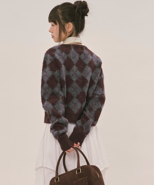 argyle knit cardigan / アーガイルニットカーディガン（カーディガン