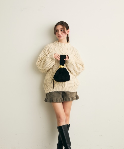 Lunea（ルネア）の「サイドジップスウェードミニバッグ（ハンドバッグ・レディース・ブラック/ベージュ/ボルドー・FREE）」の9枚目の写真