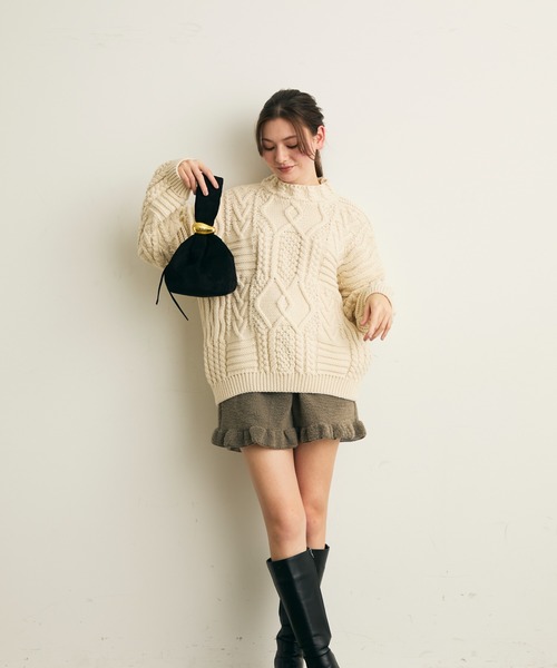 Lunea（ルネア）の「サイドジップスウェードミニバッグ（ハンドバッグ・レディース・ブラック/ベージュ/ボルドー・FREE）」の12枚目の写真