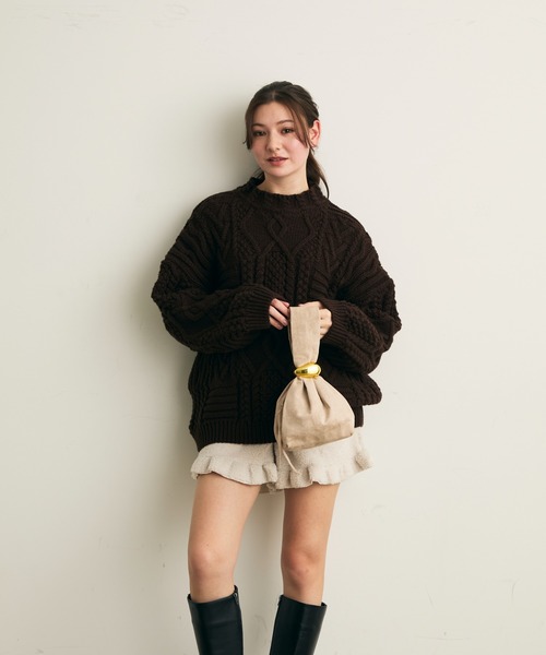 Lunea（ルネア）の「サイドジップスウェードミニバッグ（ハンドバッグ・レディース・ブラック/ベージュ/ボルドー・FREE）」の14枚目の写真