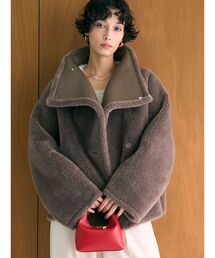 LAGUNAMOON | フェイクムートンスタンドカラーコート(ムートンコート)