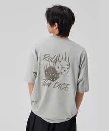 [ROLL THE DICE] コットンルーズフィット半袖Tシャツ_ダスティミント
