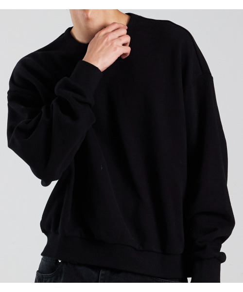 BUTTON SEOUL(ボタンソウル)の「クロップヘンリーネックスウェット裏起毛マンツーマンシャツ(ブラック)(スウェット・メンズ・その他・MEDIUM/LARGE/X-LARGE)」の9枚目の写真