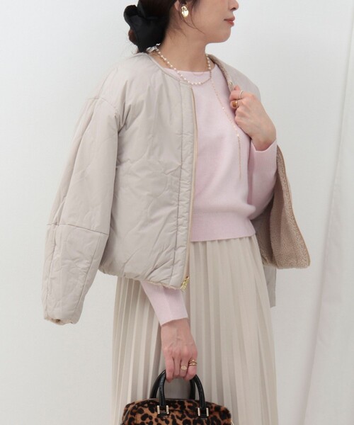 MICO COULIER（ミコクリエ）の「タフタ×ボアリバーシブルブルゾン（ブルゾン・レディース・オリーブ/ブラック/ベージュ・38）」の3枚目の写真