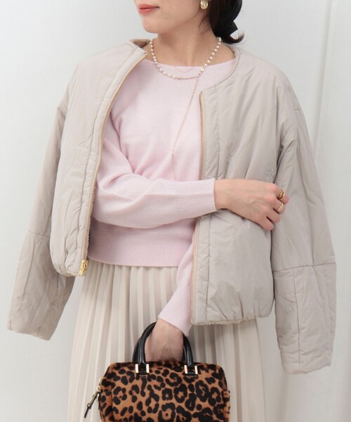 MICO COULIER（ミコクリエ）の「タフタ×ボアリバーシブルブルゾン（ブルゾン・レディース・オリーブ/ブラック/ベージュ・38）」の6枚目の写真