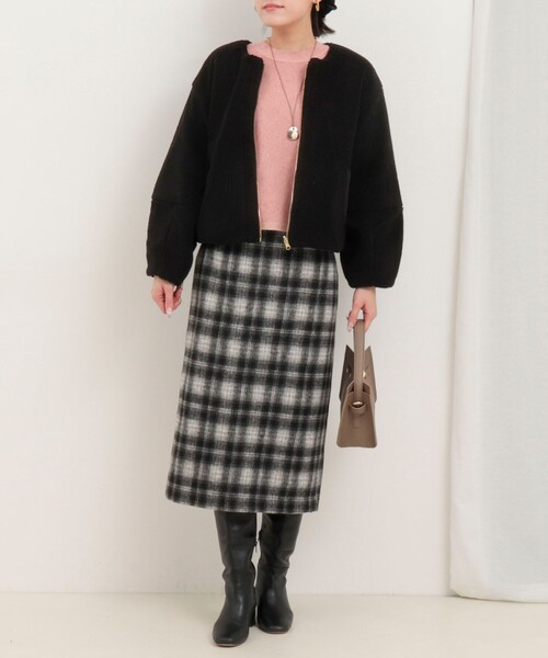 MICO COULIER（ミコクリエ）の「タフタ×ボアリバーシブルブルゾン（ブルゾン・レディース・オリーブ/ブラック/ベージュ・38）」の10枚目の写真