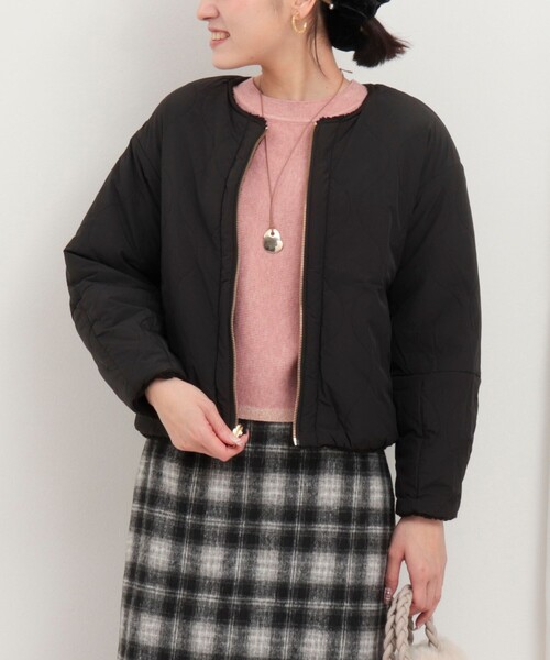 MICO COULIER（ミコクリエ）の「タフタ×ボアリバーシブルブルゾン（ブルゾン・レディース・オリーブ/ブラック/ベージュ・38）」の15枚目の写真