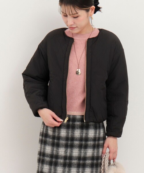 MICO COULIER（ミコクリエ）の「タフタ×ボアリバーシブルブルゾン（ブルゾン・レディース・オリーブ/ブラック/ベージュ・38）」の17枚目の写真