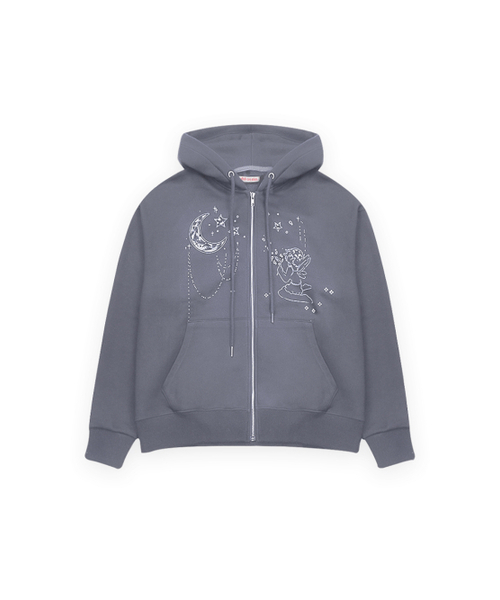 MOONLIGHT WISH HOODIE ZIP UP BLUE GRAY