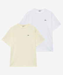 [2PACK]ヘビーウェイトスネルロゴ半袖Tシャツ_ホワイト/イエロー