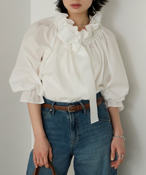 セール】【Cherir Mignon】2wayオフショルビッグリボンフリルブラウス