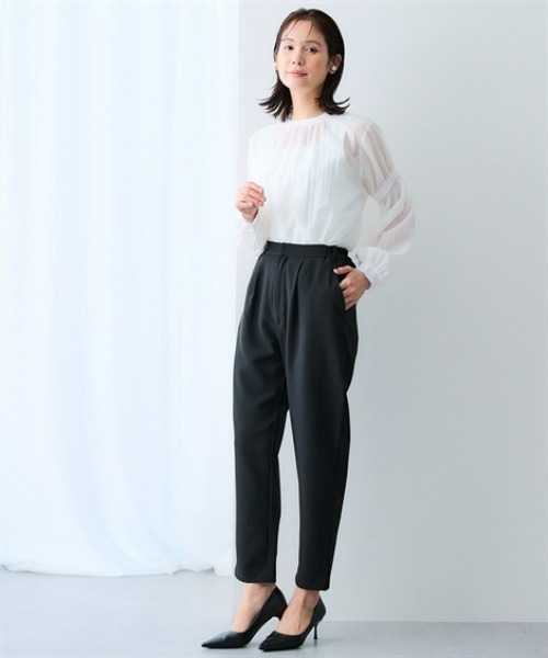 7days Life Styling(セブンデイズライフスタイリング)の「シアーストライプボリューム袖ブラウス(シャツ/ブラウス・レディース・オフホワイト/ブラック・S/3L/LL/L/M)」の7枚目の写真