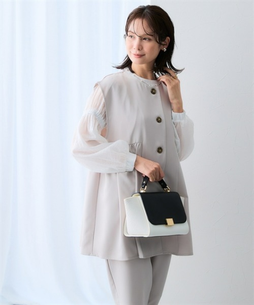 7days Life Styling(セブンデイズライフスタイリング)の「シアーストライプボリューム袖ブラウス(シャツ/ブラウス・レディース・オフホワイト/ブラック・S/3L/LL/L/M)」の9枚目の写真