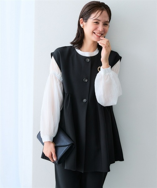 7days Life Styling(セブンデイズライフスタイリング)の「シアーストライプボリューム袖ブラウス(シャツ/ブラウス・レディース・オフホワイト/ブラック・S/3L/LL/L/M)」の10枚目の写真