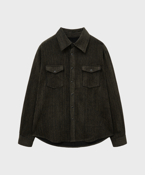 NOIRER（ノイア）の「ウールジャカードストライプシャツ（カーキ）（シャツ/ブラウス・メンズ・その他・48/50/52）」の2枚目の写真