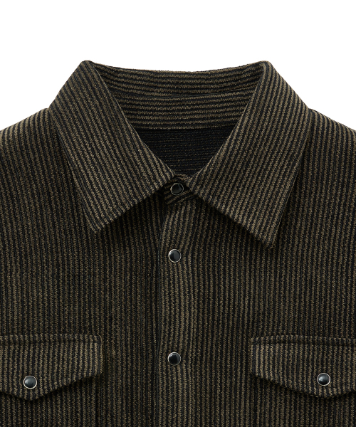 NOIRER（ノイア）の「ウールジャカードストライプシャツ（カーキ）（シャツ/ブラウス・メンズ・その他・48/50/52）」の4枚目の写真