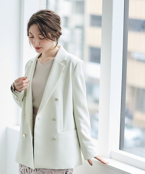 12Twelve Agenda（トゥエルブ　アジェンダ）の「ウォッシャブルダブルクロステーラードジャケット（テーラードジャケット・レディース・ネイビー/グレイッシュベージュ/アイボリー・M/S）」の5枚目の写真