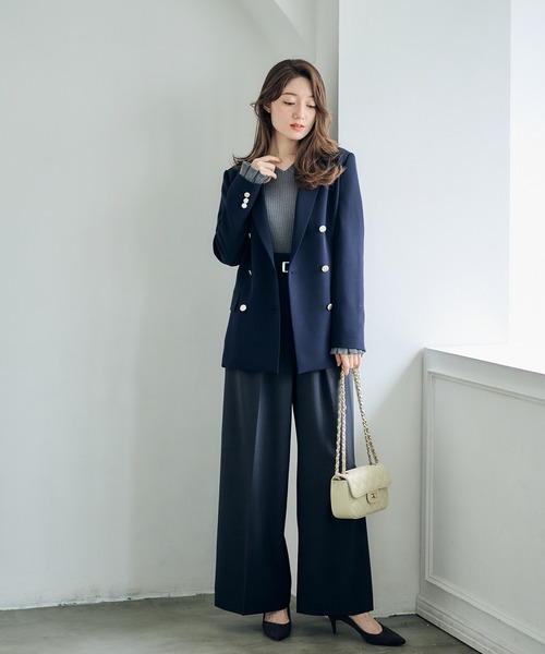 12Twelve Agenda（トゥエルブ　アジェンダ）の「ウォッシャブルダブルクロステーラードジャケット（テーラードジャケット・レディース・ネイビー/グレイッシュベージュ/アイボリー・M/S）」の20枚目の写真