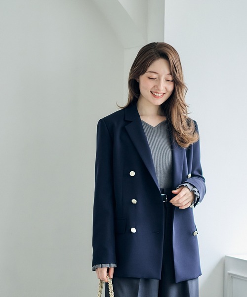 12Twelve Agenda（トゥエルブ　アジェンダ）の「ウォッシャブルダブルクロステーラードジャケット（テーラードジャケット・レディース・ネイビー/グレイッシュベージュ/アイボリー・M/S）」の21枚目の写真