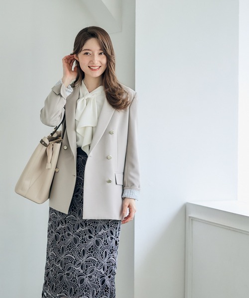 12Twelve Agenda（トゥエルブ　アジェンダ）の「ウォッシャブルダブルクロステーラードジャケット（テーラードジャケット・レディース・ネイビー/グレイッシュベージュ/アイボリー・M/S）」の10枚目の写真