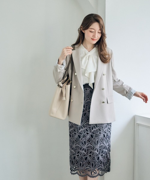 12Twelve Agenda（トゥエルブ　アジェンダ）の「ウォッシャブルダブルクロステーラードジャケット（テーラードジャケット・レディース・ネイビー/グレイッシュベージュ/アイボリー・M/S）」の11枚目の写真