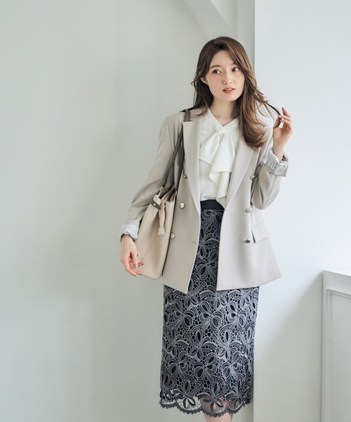 12Twelve Agenda（トゥエルブ　アジェンダ）の「ウォッシャブルダブルクロステーラードジャケット（テーラードジャケット・レディース・ネイビー/グレイッシュベージュ/アイボリー・M/S）」の12枚目の写真