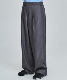 PRAIRIE（プレリー）の「ストライプワイドスラックス（グレー）（スラックス）」