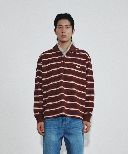 HET JASPER STRIPE POLO (Dry Rose Red)