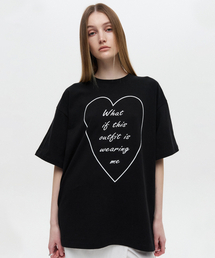 オーバーサイズハートTシャツブラック