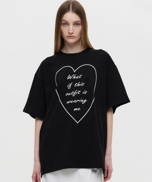 DNSR WOMEN(ディーエヌエスアールウーマン)の「オーバーサイズハートTシャツブラック(Tシャツ/カットソー・レディース・その他・OS)」の2枚目の写真