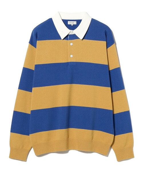 BEAMS（ビームス）の「ワイドフィット 7ゲージ ラガー ニットポロシャツ（ニット/セーター・メンズ・イエロー/パープル・S/M/L/XL）」の5枚目の写真