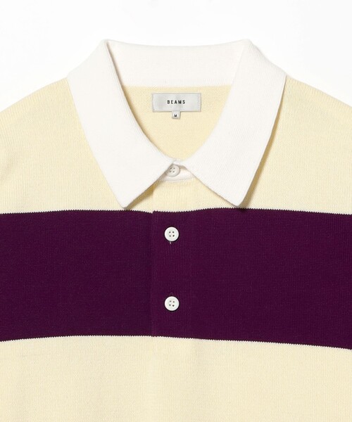 BEAMS（ビームス）の「ワイドフィット 7ゲージ ラガー ニットポロシャツ（ニット/セーター・メンズ・イエロー/パープル・S/M/L/XL）」の9枚目の写真