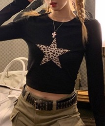 lilful | 【26年春夏新作】レオパード柄 スタープリント クロップドトップス(Tシャツ/カットソー)